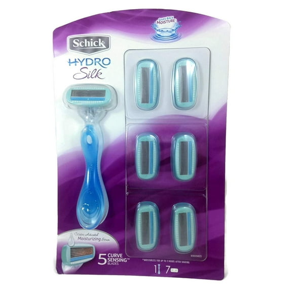Schick Hydro Silk Starter Kit: 1 Razor with 7 Refill Blade Cartridges and 1 Shower Hanger