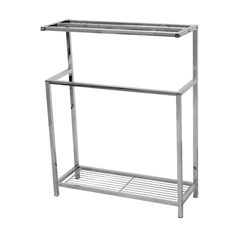 Kingston Brass Freestanding Towel Rack - Polished Chrome, Y-Design, Triple Bars For Bath Or Poolside