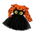 thumbnail image 3 of Weebloom Halloween Dress For Baby Girls Tutu Cat Dress Up Party Long Sleeve Stage Performance Outfit Clothes Girls' Dresses Orange 18-24 Months, 3 of 8