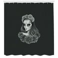 thumbnail image 3 of Ambesonne Day of the Dead Shower Curtain, Calavera Girl, 69"Wx75"L, Charcoal Grey Pale Grey, 3 of 3