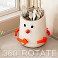 thumbnail image 4 of Kitchen Rotating Knife Holder and Storage Rack, Countertop Multifunctional Chopstick Tube with Integrated Knife Block, Cutlery Organizer, Chopstick Cage Cream Color 3D Nose C, 4 of 6