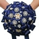 thumbnail image 1 of XmhyTop Ramo de novia de lujo hecho a mano con rosas de seda grandes y flores artificiales para boda real vintage (azul oscuro A), 1 of 5