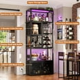 thumbnail image 6 of Homieasy 82.6" Tall Wine Bar Cabinet with LED Light and Outlets, 6-Tier Liquor Storage Cabinet with Glass Holder & Wine Rack, for Dining/Kitchen/Living Room, Black Oak, 6 of 10