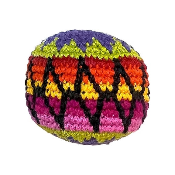 Multicolored Crochet Assorted Geometric Pattern Hacky Ball Foot Bag Kick Sack - Handmade Gifts Tribal Guatemalan Toys