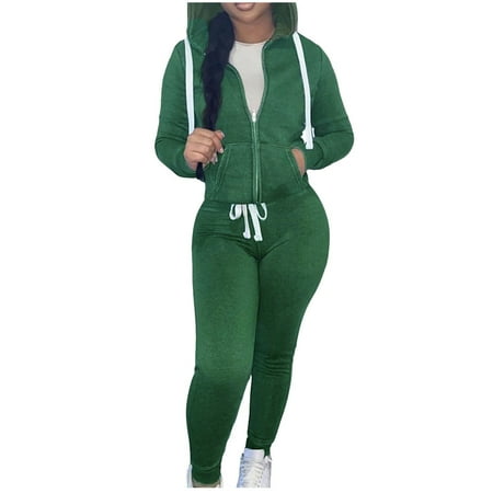 

wofedyo Scrubs For Women Set Autumn And Winter Coat And Pants Set Fashionable Solid Color Zipper Hooded Sweatshirt Pants Two Piece Set Hoodies For Women Sweatsuits For Women Set 2 Piece