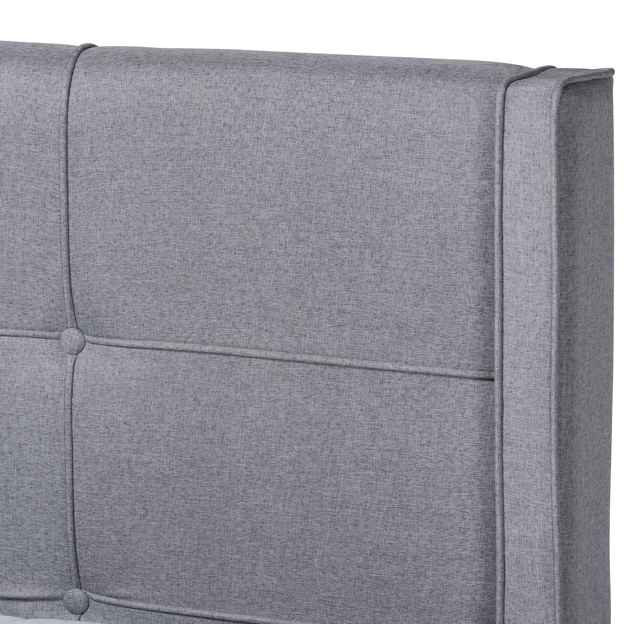Baxton Studio Edmond Modern and Contemporary Grey Fabric Upholstered and Ash Walnut Brown Finished Wood Full Size Platform Bed