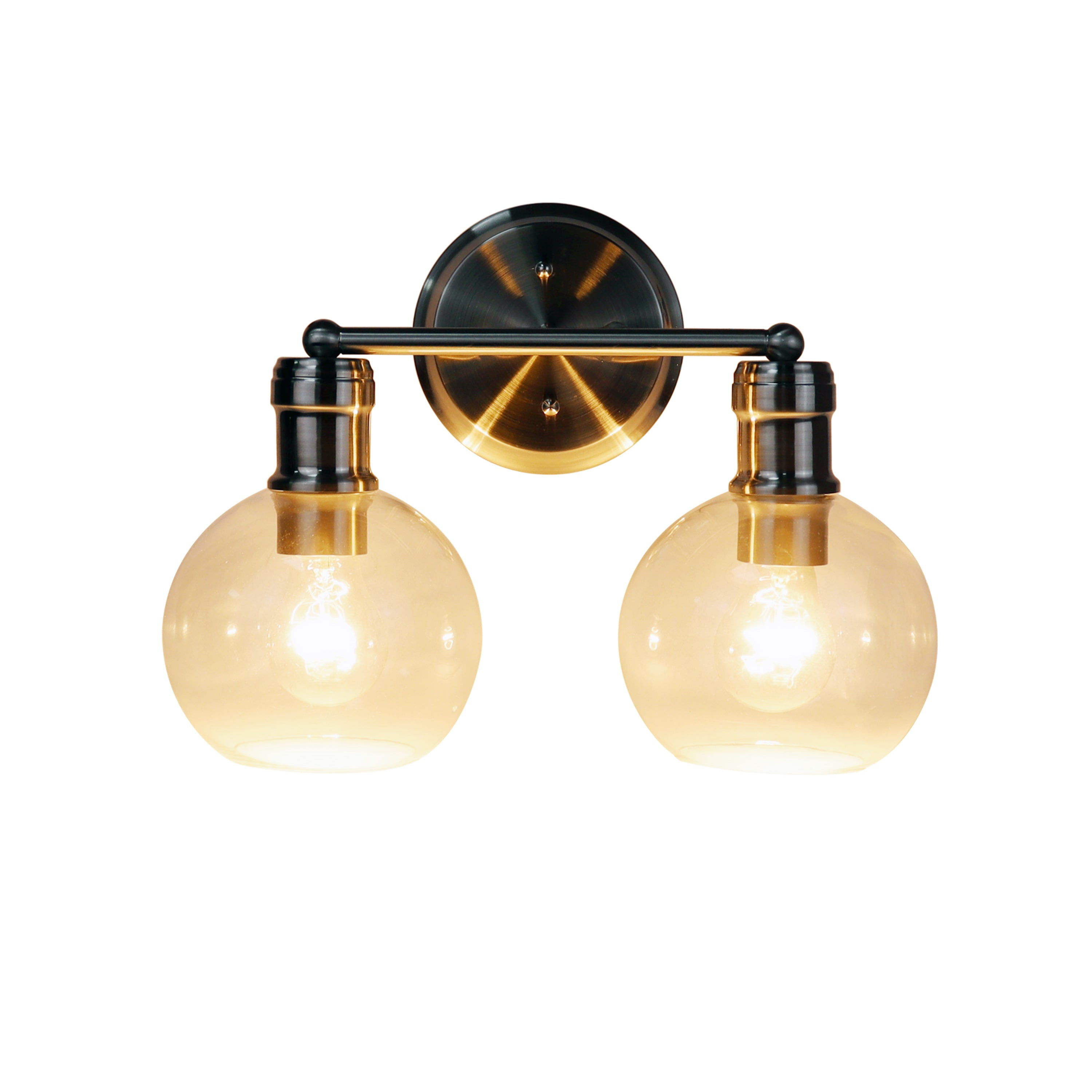 14'' Brushed Nickel 2-Light Dimmable Vanity Light with Clear Glass Shades