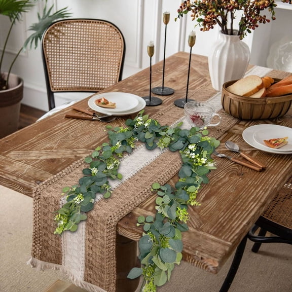 Artificial Eucalyptus Garland Flower Greenery Vine for Wedding Arch,Backdrop,Table Runner Bendable Floral Garland for Party,Home Decor,Fireplace Centerpieces Spring Summer Decor