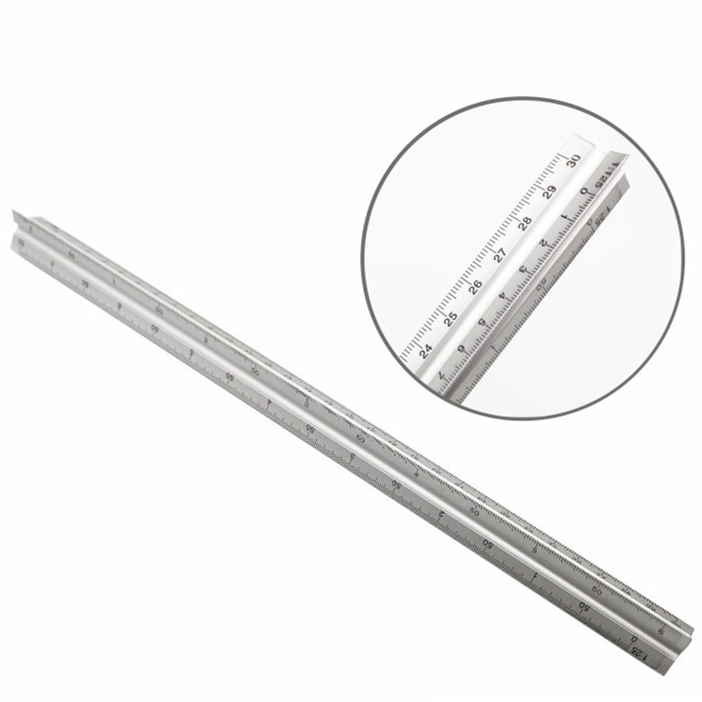 Draftsman 12 Architectural Scale Ruler Aluminum Architect Scale Triangular Scale Ruler for Architects Golden Students and Engineers