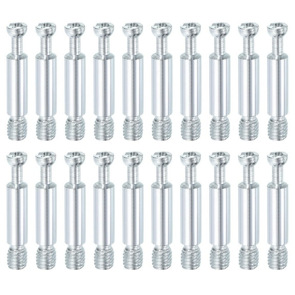 Uxcell 20Pcs 35mm Furniture Connecting Fittings, Thread Bolts Dowels Screws, Silver