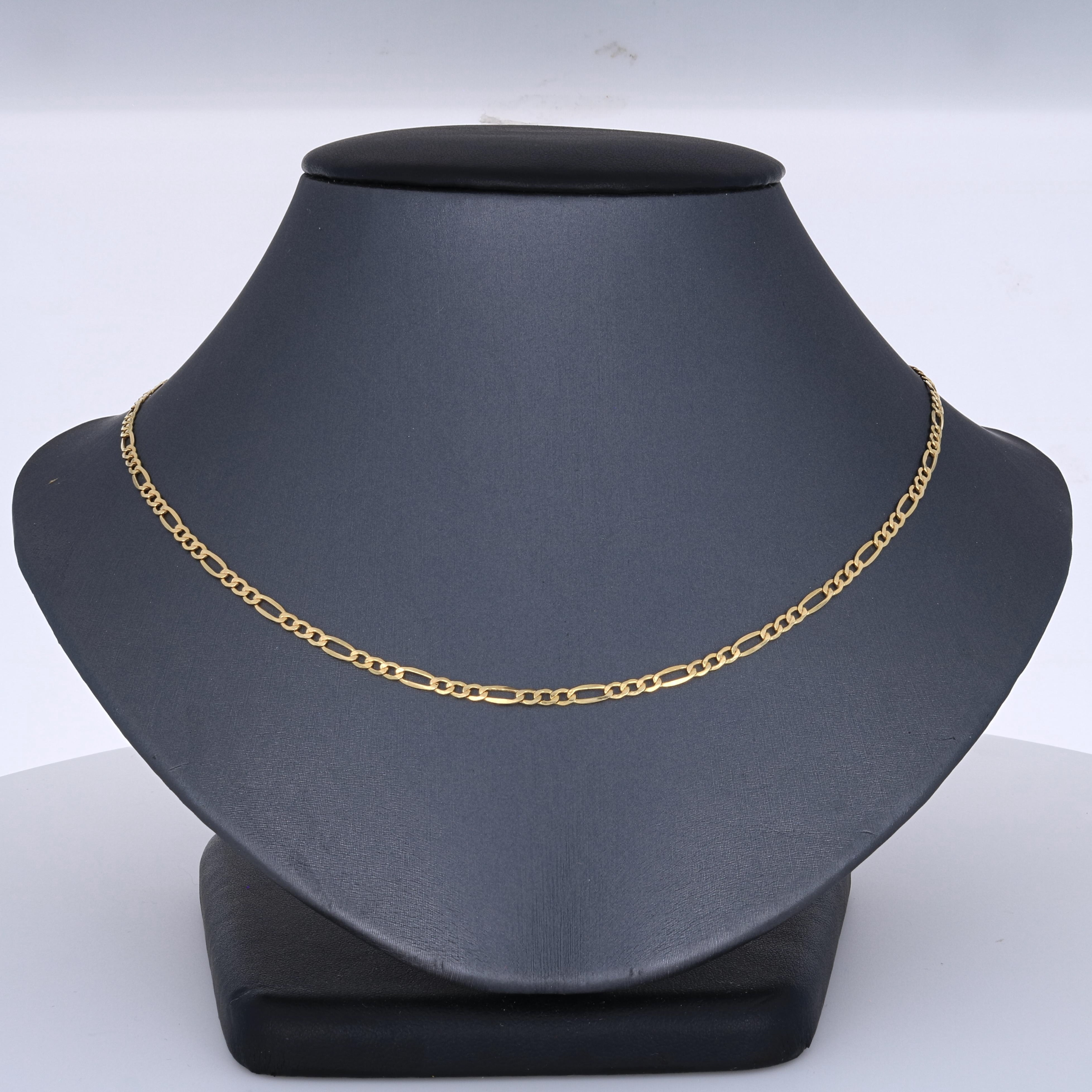 Nuragold 14k Real Yellow Gold Figaro Link 2.5mm Chain Necklace (16"-26") Italian Jewelry for Men & Women