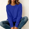 thumbnail image 6 of Stralyhd Womens Sweatshirt Oversized Long Sleeve Crew Neck Sweaters Winter Casual Fashion Pullover Tops Stretchy Loose Outfits Basic Lounge Wear Blue 3XL, 6 of 7