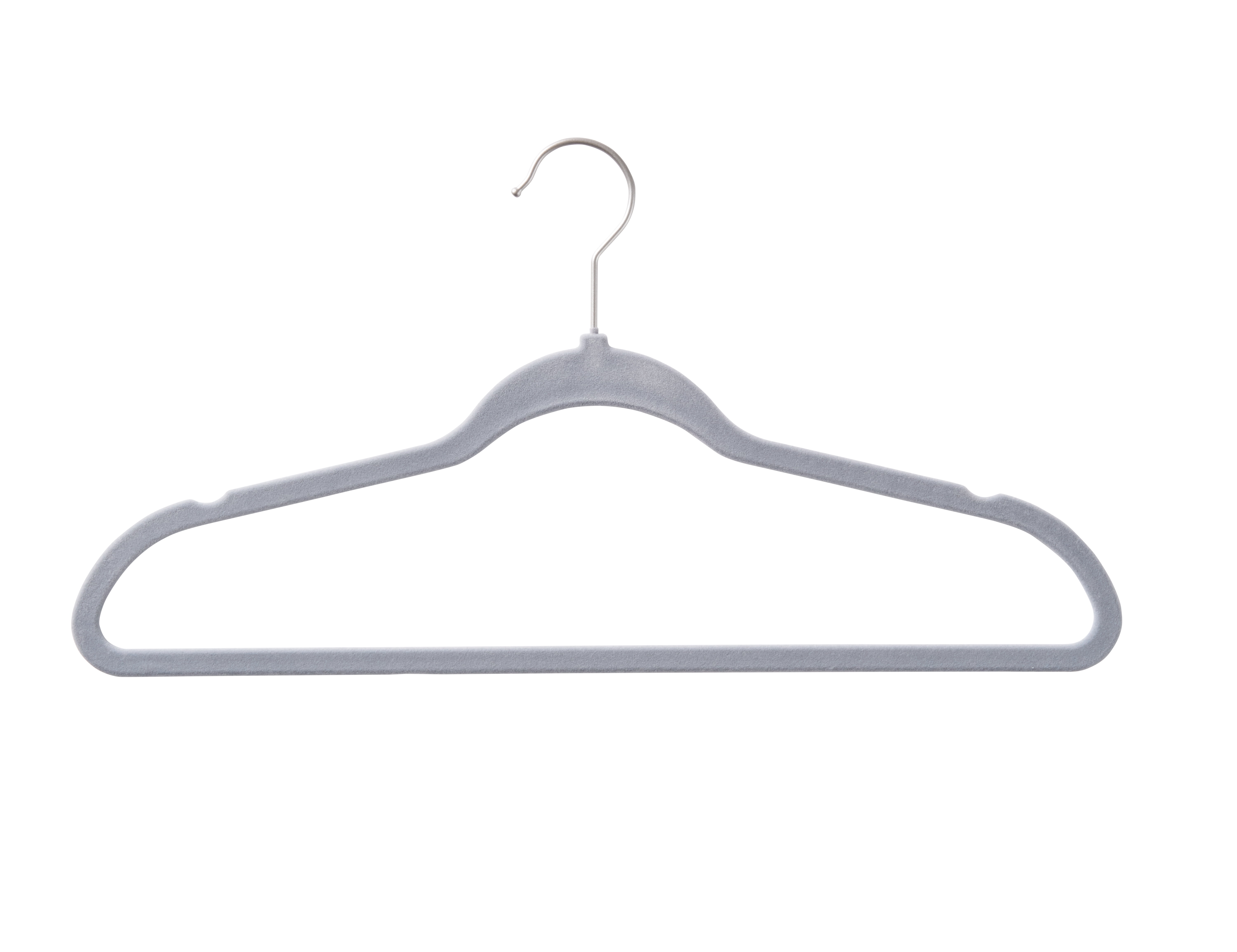 Better Homes & Gardens Velvet Adult Clothing Hangers, Grey, Non-Slip, Space Saving, 30 Count