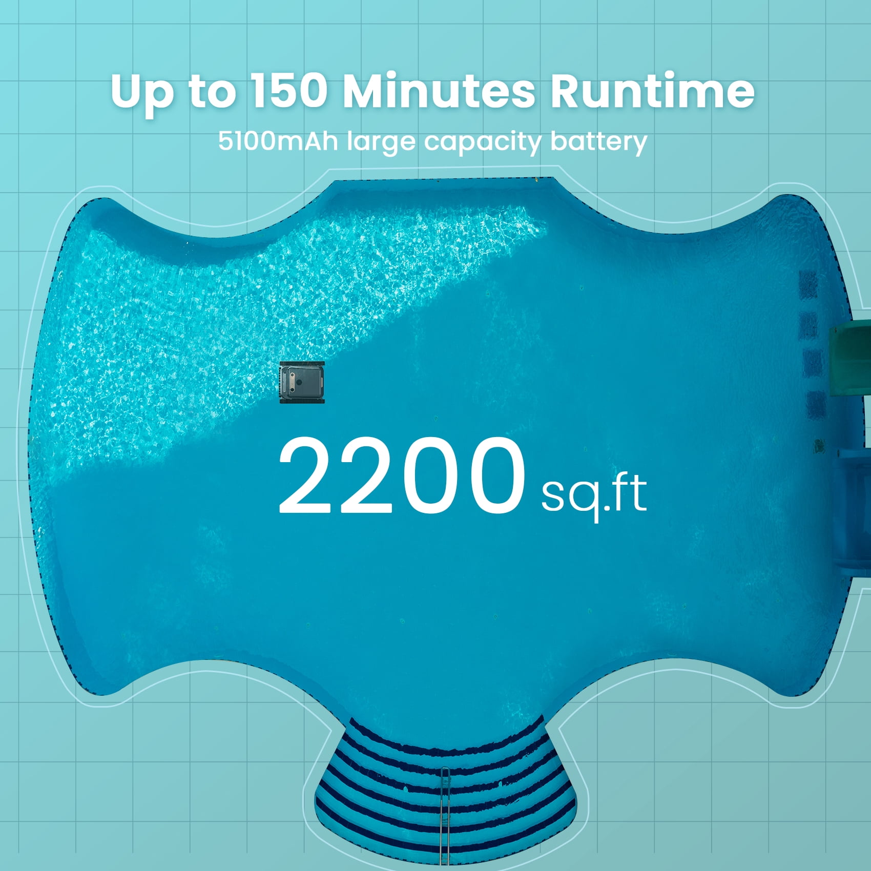 Devoac Robotic Pool Vacuum Cleaner Cordless Wall-Climbing for Above-Ground Pools and In-Ground Pools