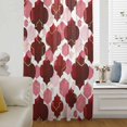 thumbnail image 5 of Red Geometric Moroccan Sheer Curtains 63 Inches Long, Abstract Art Red Ombre Modern Light Filering Curtains, Breathable Simi Curtain Privacy Drapes for Living Room Bedroom Window Treatment, 5 of 9