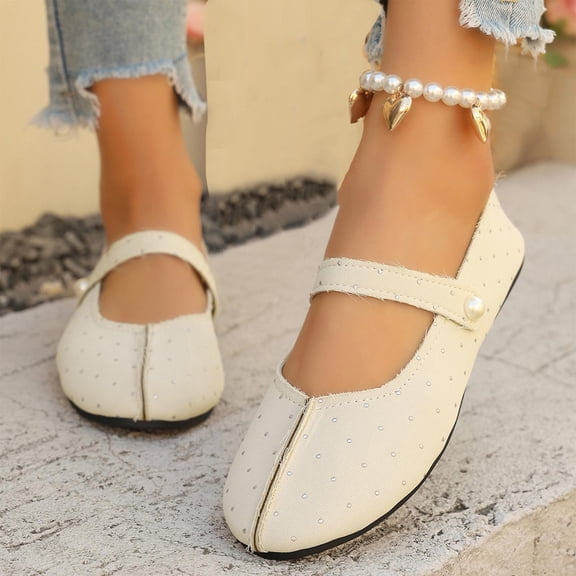 Party Evening Comfortable Elegant Dress Shoes for Women Round Toe Shallow Cut Plus Size Spring Summer White 6