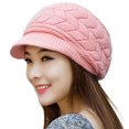 thumbnail image 2 of Cheers.US Women Winter Warm Knit Hat Wool Snow Cap Fashion Solid Color Thicken Woolen Yarn Knitted Hat Outdoor Peaked Cap, 2 of 6