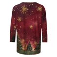 thumbnail image 4 of Fiudx Ofertas Flash Artículos En Oferta Camiseta con Estampado Navideño a La Moda para Mujer, Blusa con Mangas 3/4, Tops Informales con Cuello Redondo, 4 of 5