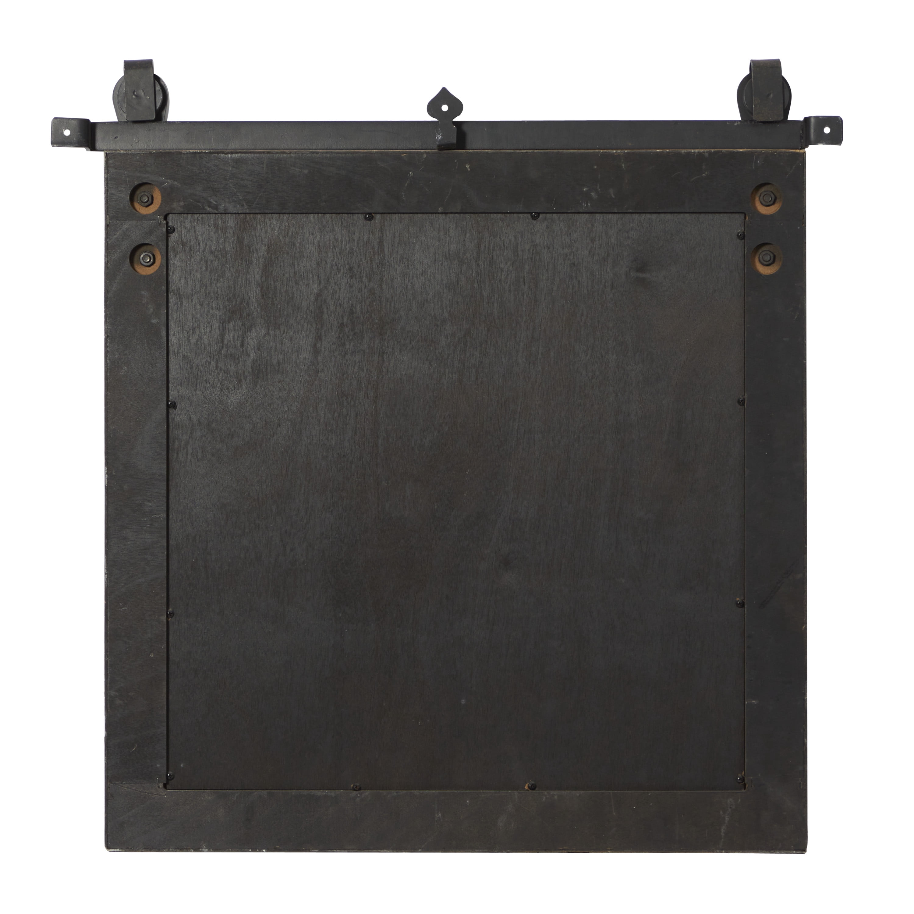 DecMode Industrial Brown Square Shaped Wall Mirror with Natural Wood Grain Pattern, 31"W x 31"H