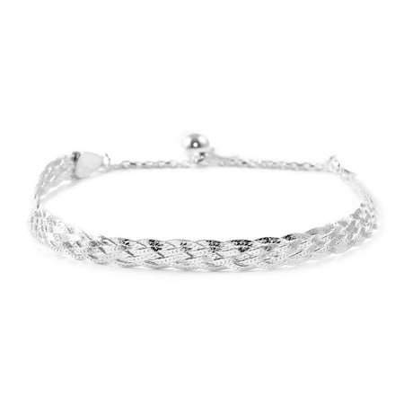 925 Sterling Silver Five Row Herringbone Braided Bracelet Jewelry for Women Gift