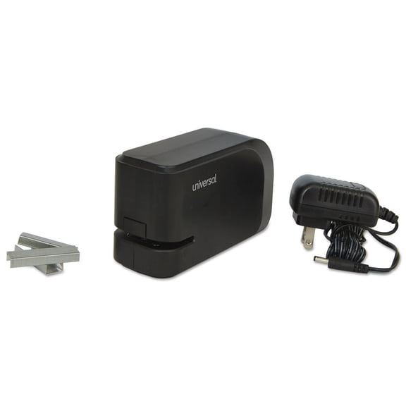 Universal UNV43120 20-Sheet Capacity Half-Strip Electric Stapler with Staple Channel Release Button - Black