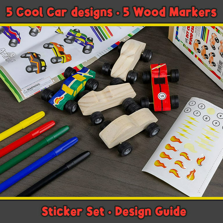 4 DIY Wooden Race Cars-Build & Paint Your Own Wood Craft Kit Gifts