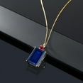 thumbnail image 4 of Gem Stone King 18K Yellow Gold Plated Silver Blue Created Sapphire and Red Created Ruby Pendant Necklace for Women (17.75 Cttw, Emerald Cut 18X13MM, With 18 inch Silver Chain), 4 of 4