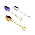 thumbnail image 3 of 2X Gold Creative Stainless Steel 304 Small Shovel Spoon Design Gold-Plated Tableware Coffee Spoon Ice Cream Soup Spoon, 3 of 5