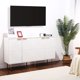 thumbnail image 4 of Blanca moderno accent almacenamiento gabinete con 2 decorative embossed pattern doors y inner estante para sala de estar, entrada, y kitchen, 4 of 7