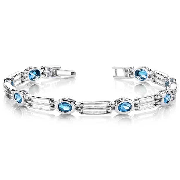 Oravo 3.75 ct Oval Shape London Blue Topaz Tennis Bracelet in