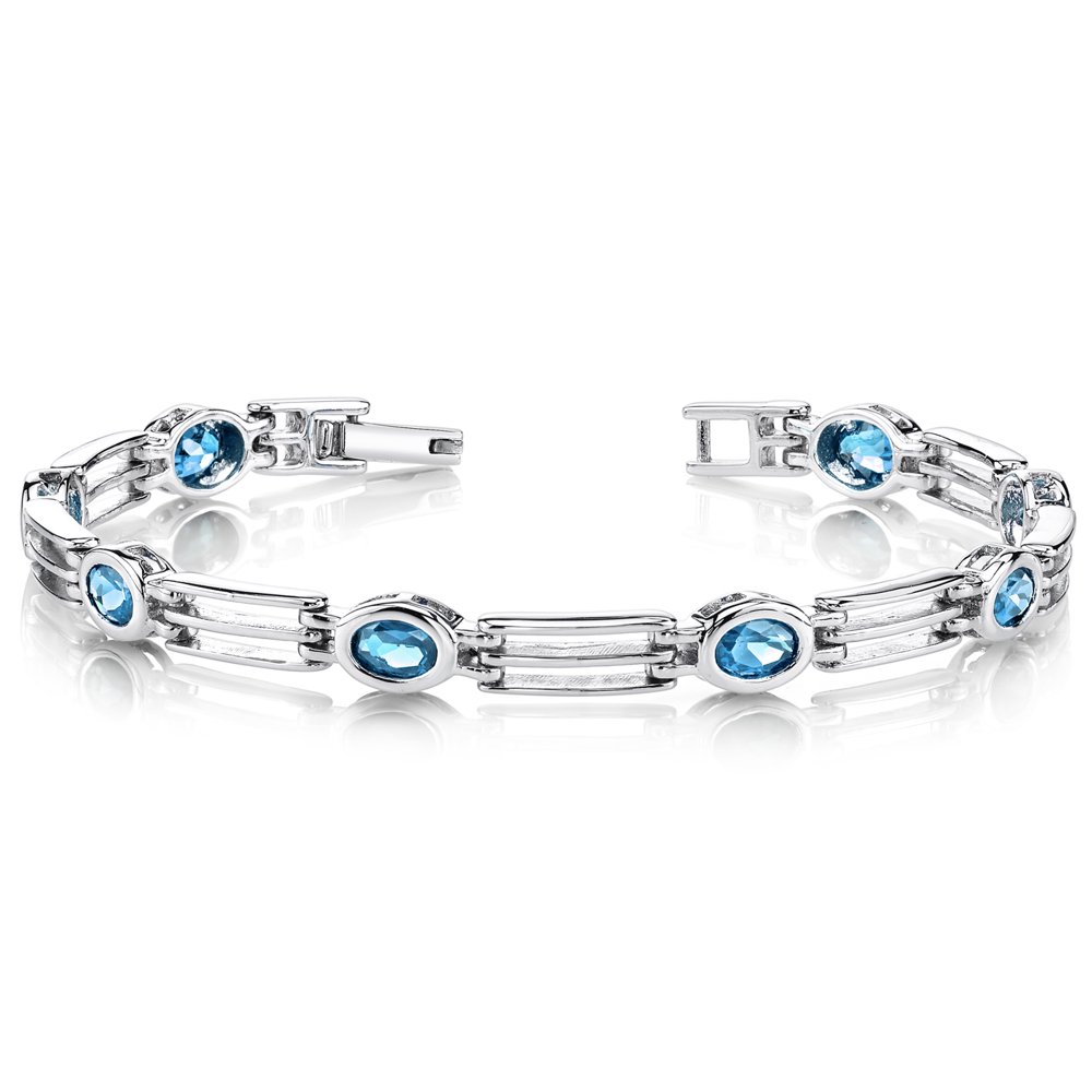 Oravo - 3.75 ct Oval Shape London Blue Topaz Tennis Bracelet in