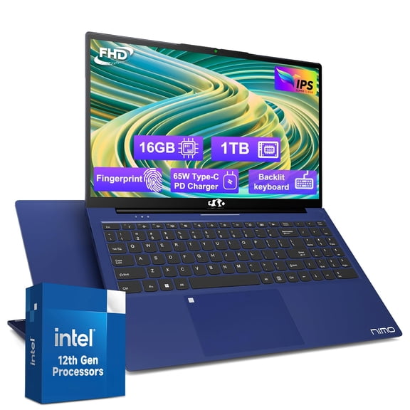 15.6-FHD-Laptop,Student-Laptop with Backlit Keyboard Fingerprint 16GB RAM 1TB SSD Intel Pentium Quad Core N100 Processor (Up to 3.4GHz)Business-Laptop,Computer,2 Years Warranty Win11,Blue