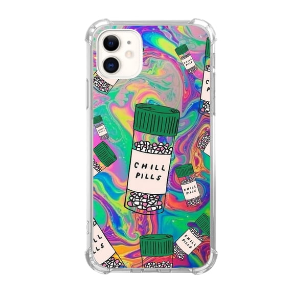Chill Pills Case Compatible with iPhone 11,Aesthetic Art Design TPU Full Cover Shock-proof Case