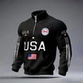 thumbnail image 2 of Dwelliawo 1/4 Zip 250 Anniversary Usa Sweatshirt Men United States 250 Years 250th Anniversary 1776-2026 Usa Flag Patriotic Graphic Sweatshirts Fashion Casual Pullover Sweatshirt Black L, 2 of 4