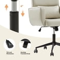 thumbnail image 4 of 360-Degree Swivel Leather Deskchair with Wheels Adjustable Height for Home Office Bedroom Ivory, 4 of 7