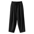 thumbnail image 6 of PWPSG Women's Elastic Waist Loose Harem Capri Pants, Breathable with Pockets Multi Colors for Daily Casual Wear Black L, 6 of 7