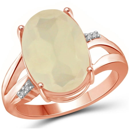 JewelersClub 5-1/2 Carat T.G.W. Moonstone and White Diamond Accent Rose Gold over Silver Ring