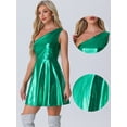 thumbnail image 2 of DARING DIVA Metallic Sleeveless Disco Holographic Dress S Green, 2 of 6