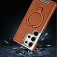 thumbnail image 3 of TECH CIRCLE for Samsung Galaxy S24 Ultra PU Leather Case, Magnetic Ring Kickstand Back Cover, Flexible PC+TPU Anti-Scratch, Anti-Fingerprint, Shock-Absorbent Protective Basic Case Cover,Brown, 3 of 8