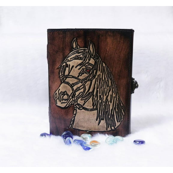 Leather Horse Journal Planner Notebook Sketchbook - Crazy Leather Writing Journal Lover Gift for Women & Men - 8x6 Inch ( Brown)