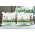thumbnail image 6 of Ambesonne Floral Throw Pillow Cover 4 Pack, Cartoon Flowers by Lake, 18", Multicolor, 6 of 7