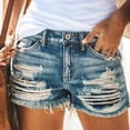 thumbnail image 2 of JJHGVB Ripped Denim Shorts Jean Shorts for Women High Waisted Stretchy Casual Denim Shorts Ripped Summer Trendy Jorts Womens Shorts Casual Z4-Blue XL, 2 of 5