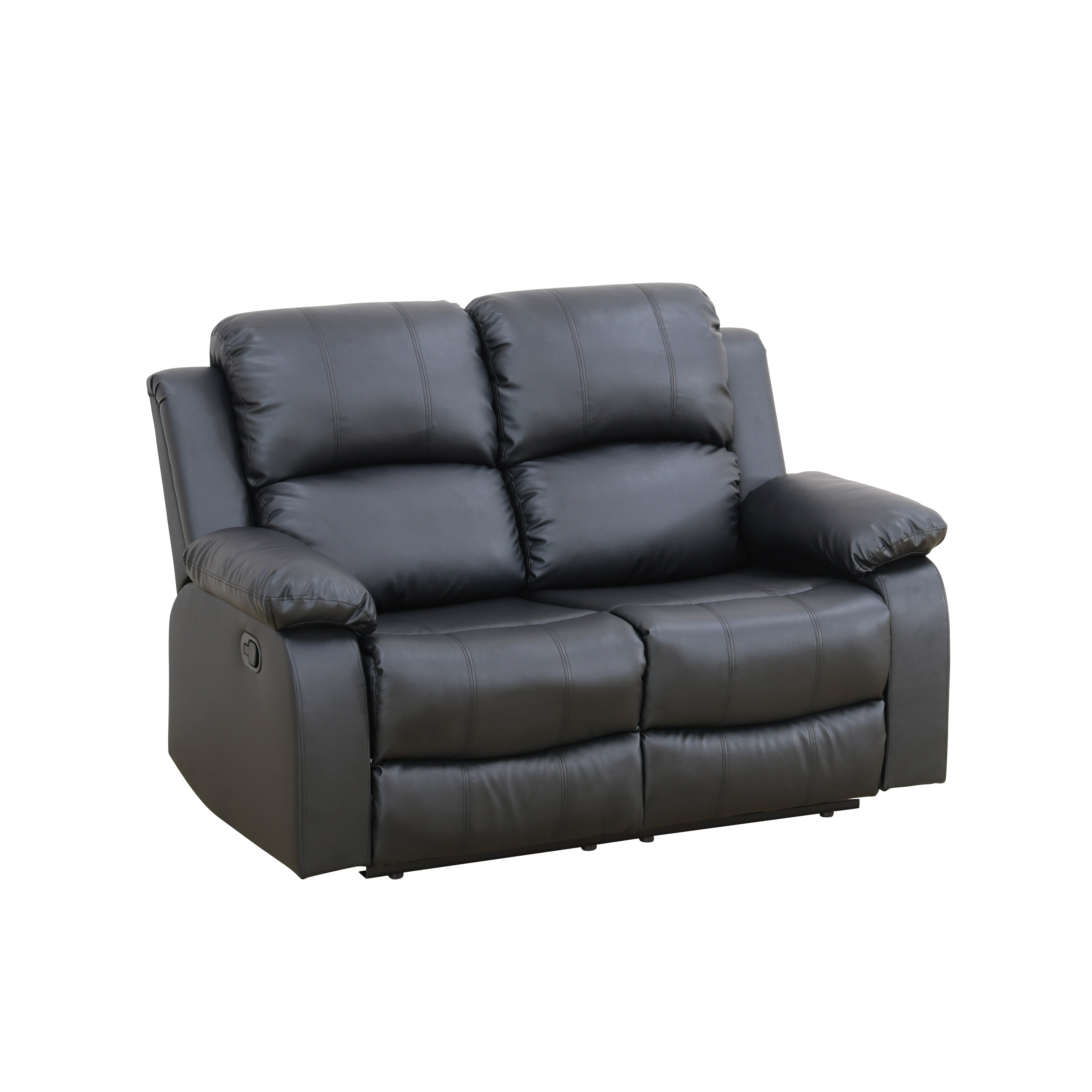 Gewnee Loveseat Adjustable Multifunctional Recliner Solid Wood Frame Air Leather Upholstery Living Room Black