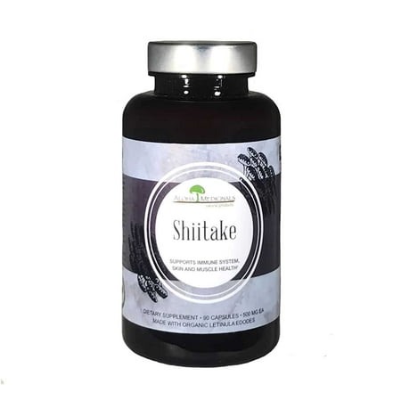 Aloha Medicinals - Pure Shiitake - Certified Organic Mushrooms – Lentinula Edodes – Health Supplement – Supports Cardiovascular, Skin and Brain Function 525mg - 90 Vegetarian