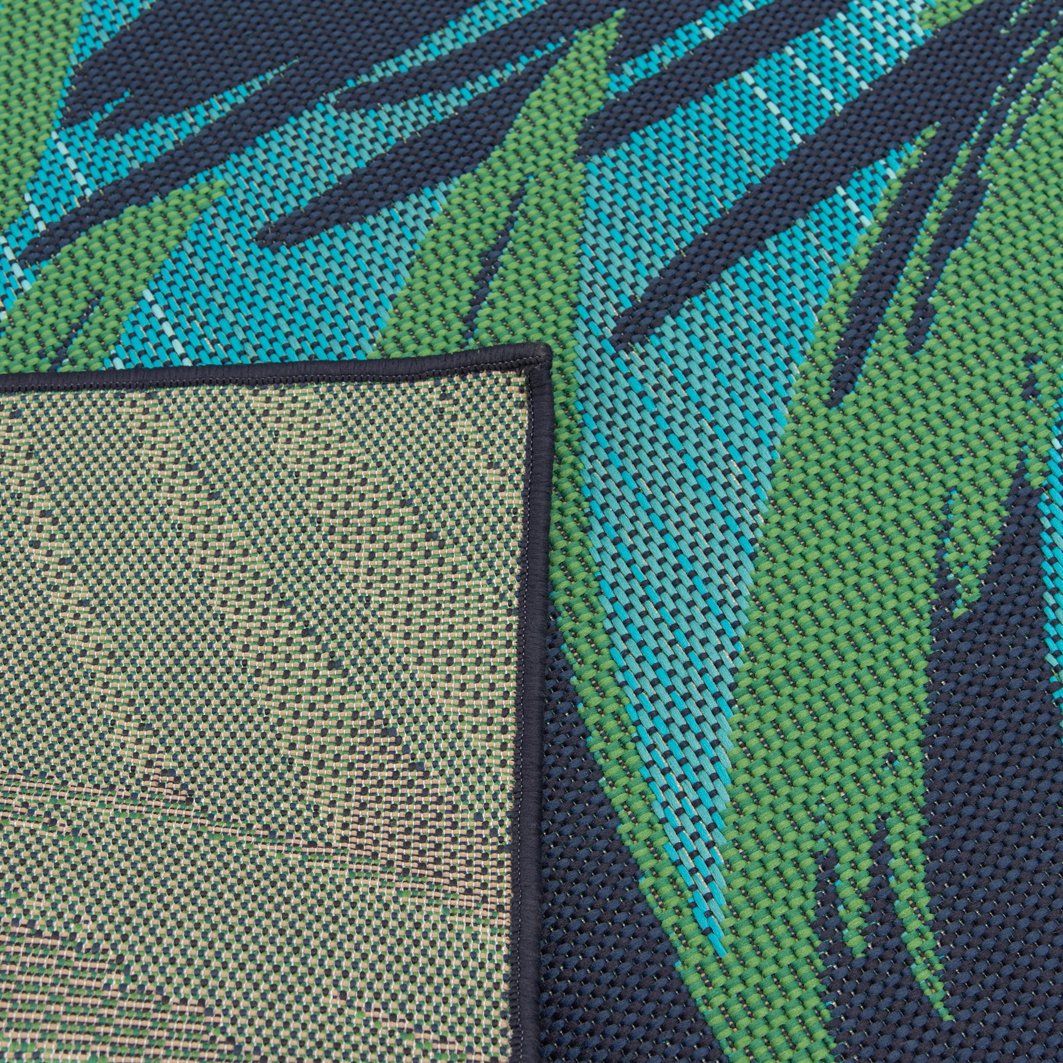 Mainstays Palm 5' x 7' Blue Tropical Outdoor Polypropylene Rug
