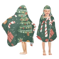 Yayeee Kids Hooded Towels Toddler Soft Absorbent Beach Bathing Wrap 50" x 23.5", Brown Christmas Gingerbread