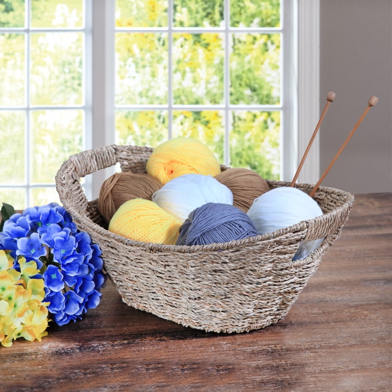 Oval Natural Seagrass Storage Basket with Handles photo 5