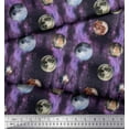 thumbnail image 3 of Soimoi Purple polyester Crepe Fabric Moon & Planet Galaxy Decor Fabric Printed Yard 42 Inch Wide, 3 of 3