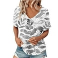 thumbnail image 2 of Giftesty Blouses for Women Dressy Casual Women's Fashion Solid Color Short-sleeved V-neck Loose Casual Tops, 2 of 8