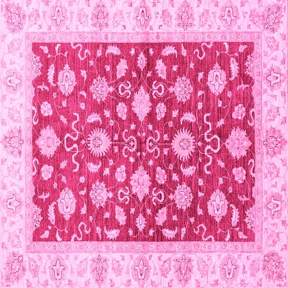 Ahgly Company Indoor Square Oriental Pink Traditional Area Rugs, 3' Square